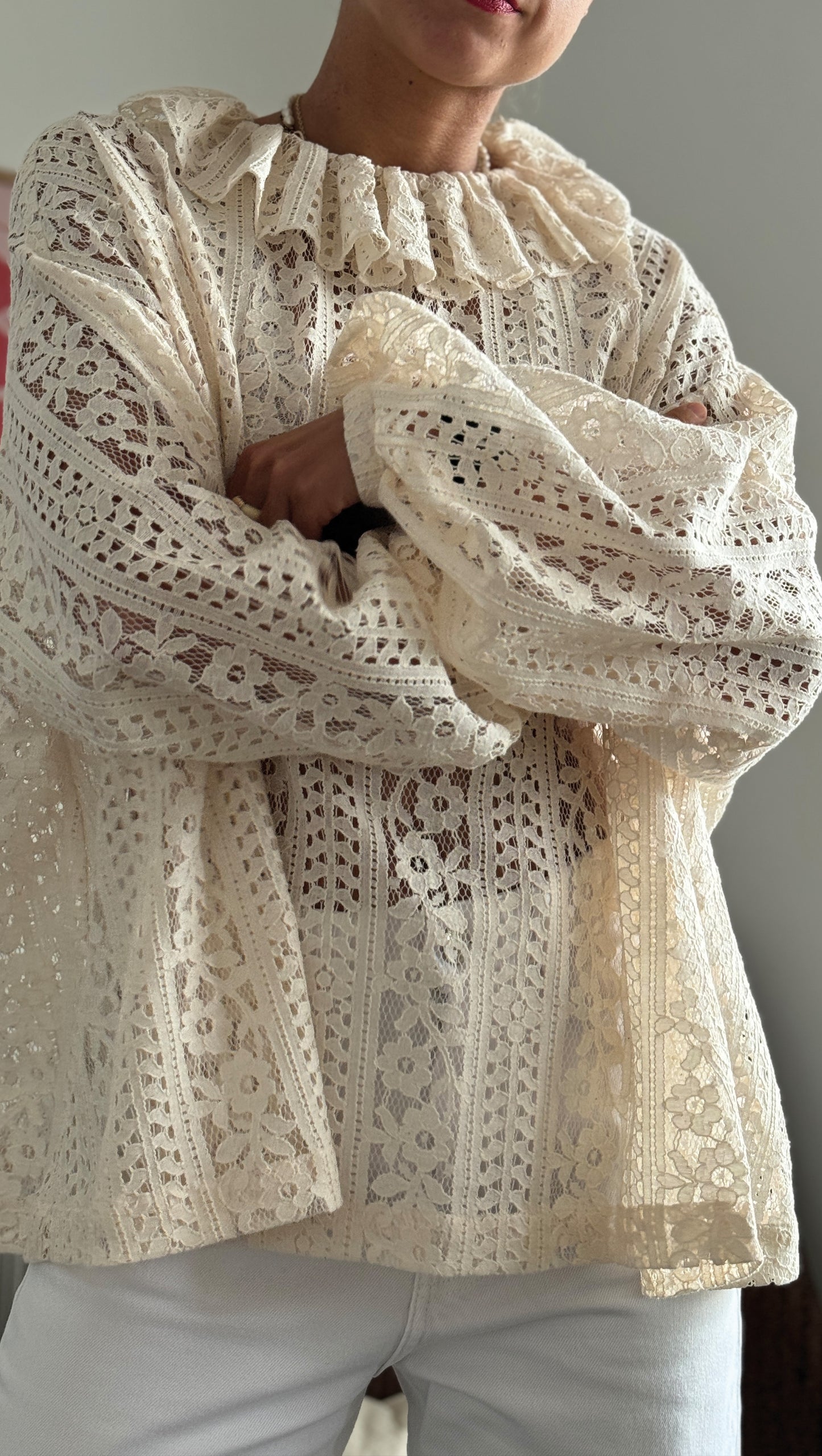 CHEMISIER ROSÉE DENTELLE