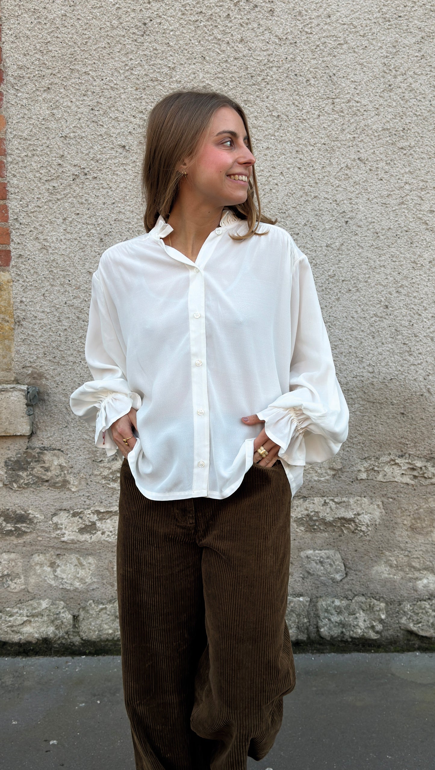 CHEMISIER FOLK BLANC